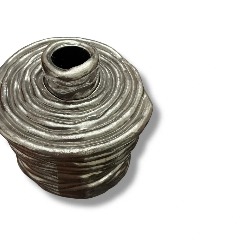 IKEA Aluminum Candle Holders Set of 2 Sculptural Modern Silver‎ Decor